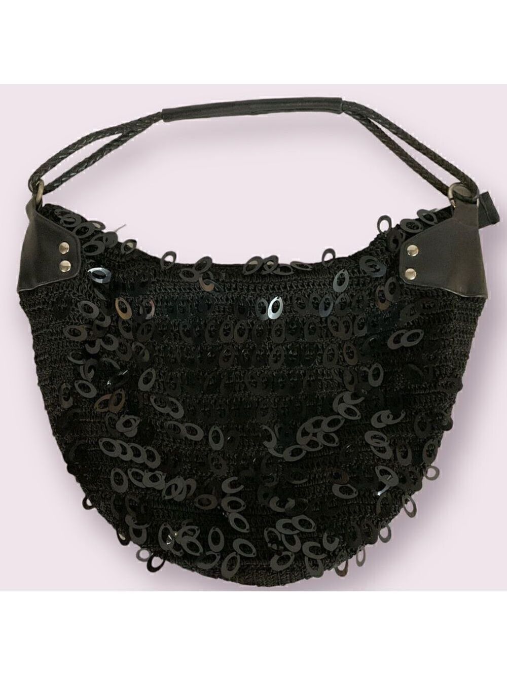 Rayon Shoulder Bag with Decorative Sequins